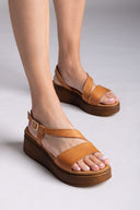 Flatforms δερμάτινα σανδάλια TFP - Ταμπά - thefashionproject.gr - TFP