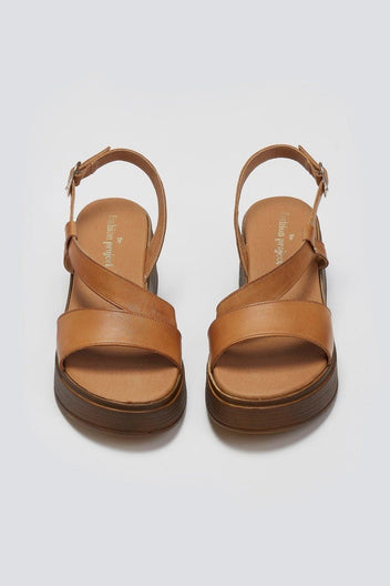 Flatforms δερμάτινα σανδάλια TFP - Ταμπά - thefashionproject.gr - TFP