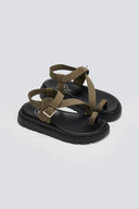Flatforms nubuck δερμάτινα σανδάλια Tfp - Χακί - thefashionproject.gr - TFP