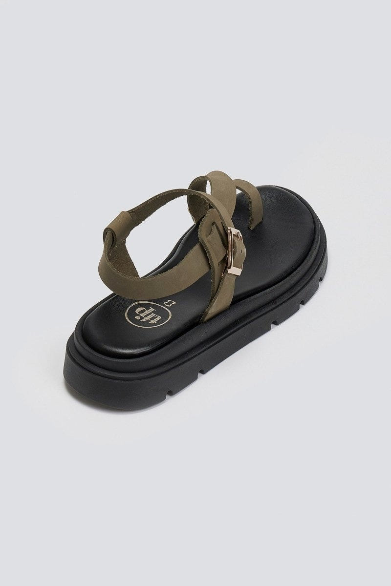 Flatforms nubuck δερμάτινα σανδάλια Tfp - Χακί - thefashionproject.gr - TFP