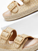 Flatforms σανδάλια από ψάθα με τοκάδες ERYNN - Φυσικό - thefashionproject.gr - ERYNN