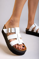 Flatforms σανδάλια δερμάτινα ATENEO - Λευκό - thefashionproject.gr - ATENEO