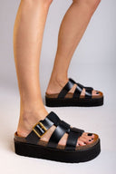 Flatforms σανδάλια δερμάτινα ATENEO - Μαύρο - thefashionproject.gr - ATENEO