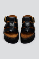 Flatforms σανδάλια δερμάτινα ATENEO - Μαύρο - thefashionproject.gr - ATENEO