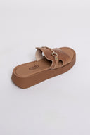 Flatforms σανδάλια δερμάτινα Estil - Τάουπε - thefashionproject.gr - Estil