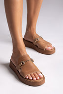 Flatforms σανδάλια δερμάτινα Estil - Τάουπε - thefashionproject.gr - Estil