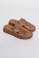Flatforms σανδάλια δερμάτινα Estil - Τάουπε - thefashionproject.gr - Estil