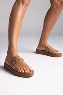 Flatforms σανδάλια δερμάτινα Estil - Τάουπε - thefashionproject.gr - Estil