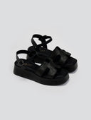 Flatforms σανδάλια δερμάτινα με ψάθα Estil - Μαύρο - thefashionproject.gr - Estil