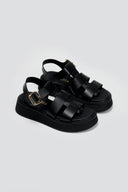 Flatforms σανδάλια δερμάτινα με τοκά Ragazza 01239 - Μαύρο - thefashionproject.gr - RAGAZZA
