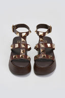 Flatforms σανδάλια δερμάτινα με τρουκς Estil - Καφέ - thefashionproject.gr - Estil