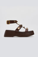 Flatforms σανδάλια δερμάτινα με τρουκς Estil - Καφέ - thefashionproject.gr - Estil