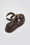 Flatforms σανδάλια δερμάτινα με τρουκς Estil - Καφέ - thefashionproject.gr - Estil