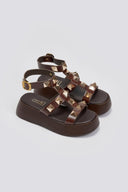 Flatforms σανδάλια δερμάτινα με τρουκς Estil - Καφέ - thefashionproject.gr - Estil