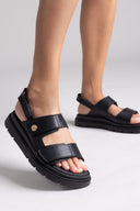 Flatforms σανδάλια δερμάτινα Ragazza 0850 - Μαύρο - thefashionproject.gr - RAGAZZA