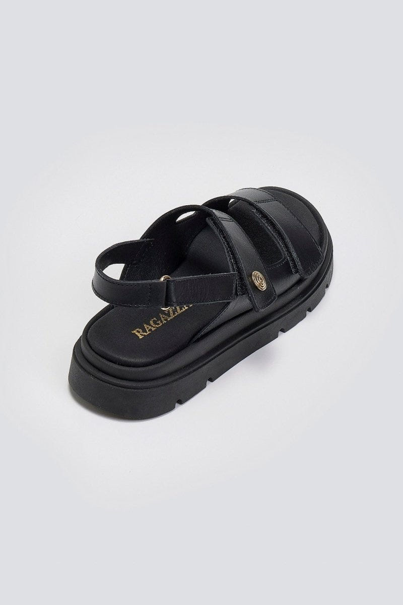 Flatforms σανδάλια δερμάτινα Ragazza 0850 - Μαύρο - thefashionproject.gr - RAGAZZA