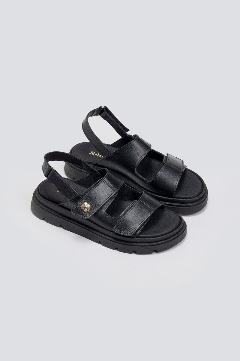 Flatforms σανδάλια δερμάτινα Ragazza 0850 - Μαύρο - thefashionproject.gr - RAGAZZA