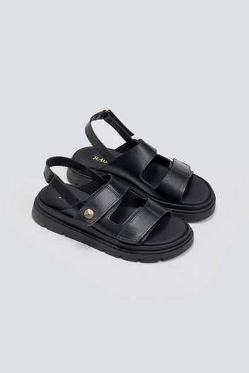 Flatforms σανδάλια δερμάτινα Ragazza 0850 - Μαύρο - thefashionproject.gr - RAGAZZA