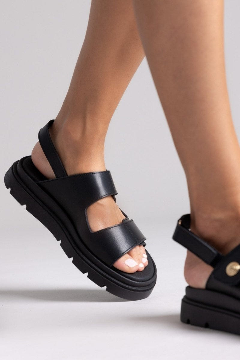 Flatforms σανδάλια δερμάτινα Ragazza 0850 - Μαύρο - thefashionproject.gr - RAGAZZA