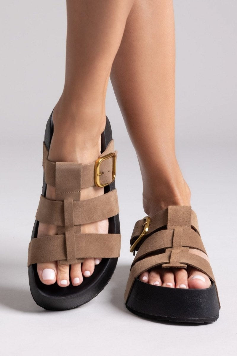 Flatforms σανδάλια καστόρινα ATENEO - Τάουπε - thefashionproject.gr - ATENEO