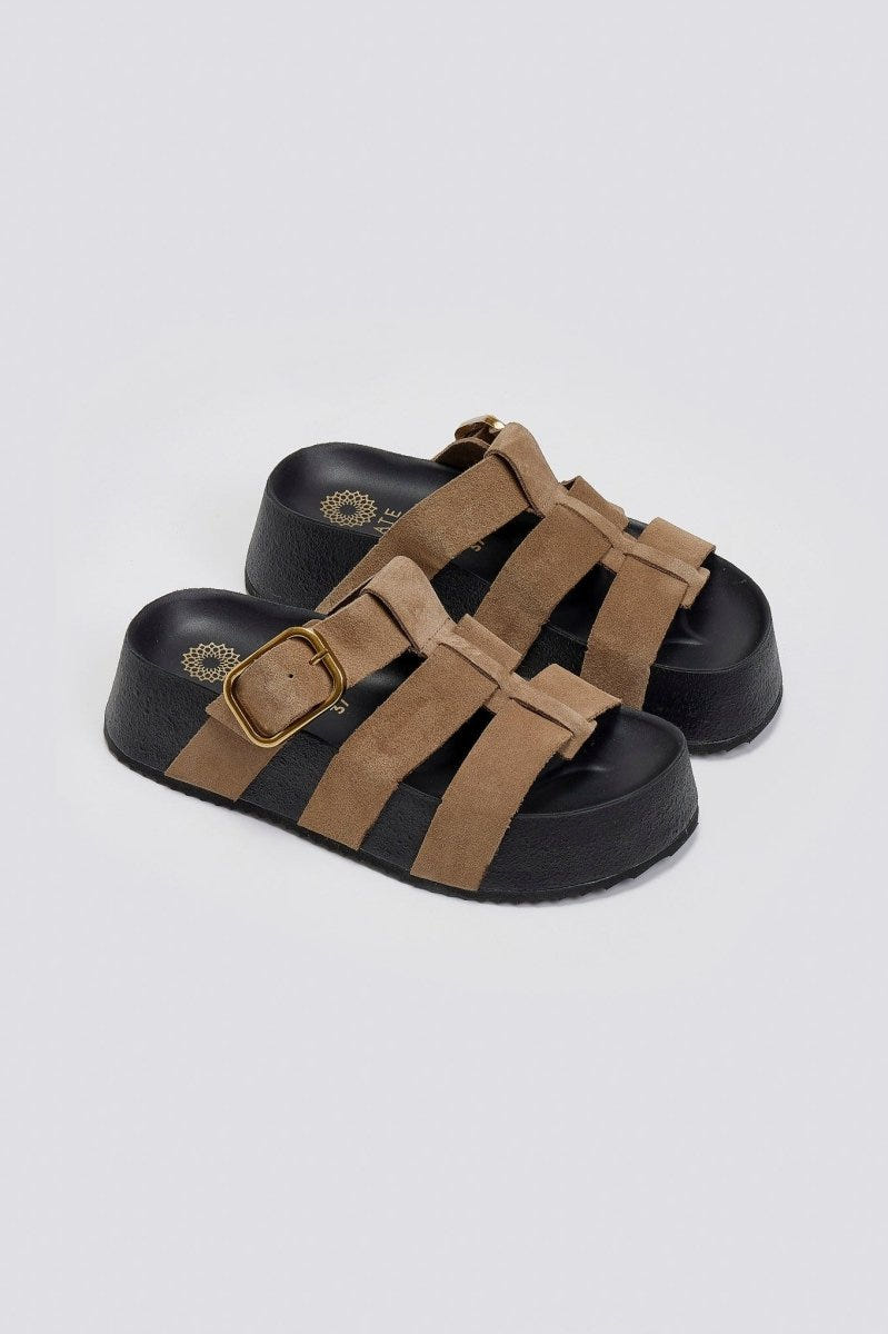 Flatforms σανδάλια καστόρινα ATENEO - Τάουπε - thefashionproject.gr - ATENEO