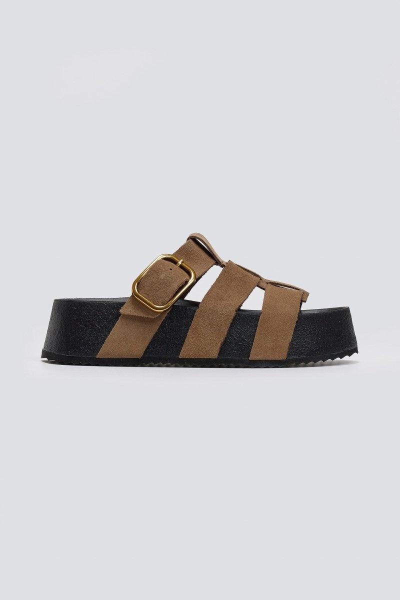 Flatforms σανδάλια καστόρινα ATENEO - Τάουπε - thefashionproject.gr - ATENEO