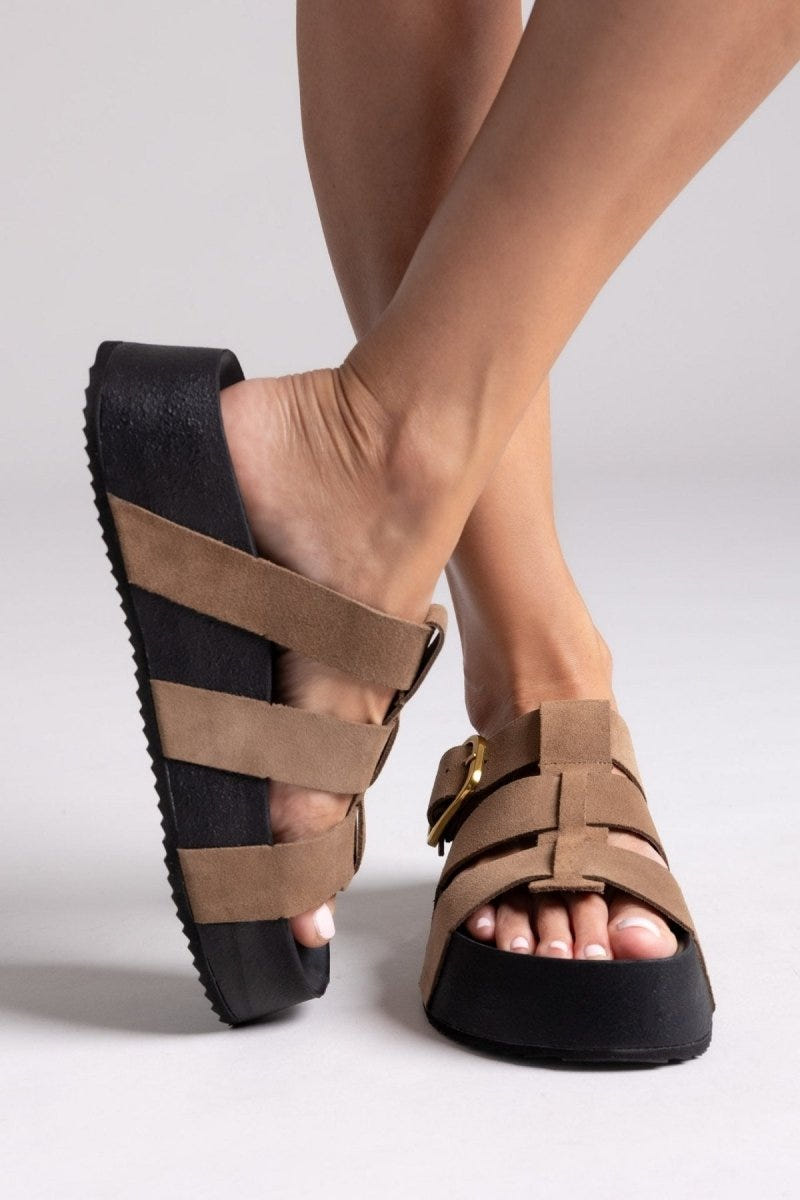 Flatforms σανδάλια καστόρινα ATENEO - Τάουπε - thefashionproject.gr - ATENEO