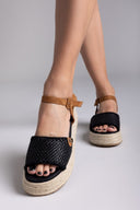 Flatforms σανδάλια με πλεκτό σχέδιο Refresh 172773 - Μαύρο - thefashionproject.gr - Refresh
