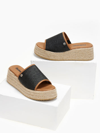Flatforms σανδάλια με ψάθα και σχοινί Refresh 17175301 - Μαύρο - thefashionproject.gr - Refresh