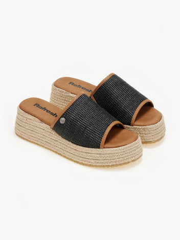 Flatforms σανδάλια με ψάθα και σχοινί Refresh 17175301 - Μαύρο - thefashionproject.gr - Refresh