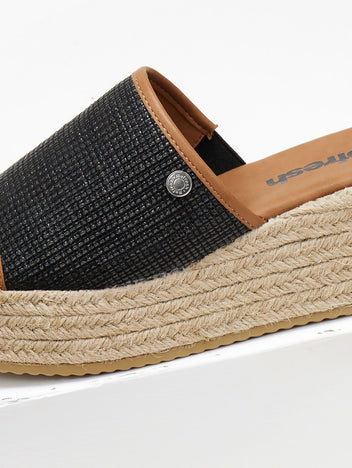 Flatforms σανδάλια με ψάθα και σχοινί Refresh 17175301 - Μαύρο - thefashionproject.gr - Refresh