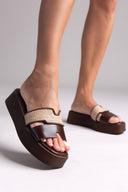 Flatforms σανδάλια με ψάθα στη φάσα Estil - Καφέ - thefashionproject.gr - Estil