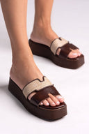 Flatforms σανδάλια με ψάθα στη φάσα Estil - Καφέ - thefashionproject.gr - Estil
