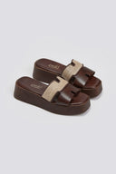 Flatforms σανδάλια με ψάθα στη φάσα Estil - Καφέ - thefashionproject.gr - Estil
