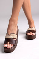 Flatforms σανδάλια με ψάθα στη φάσα Estil - Καφέ - thefashionproject.gr - Estil