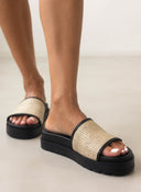Flatforms σανδάλια με ψάθινη φάσα - Μπεζ - thefashionproject.gr - CARAD