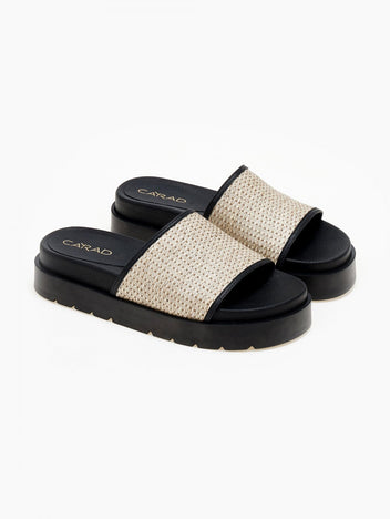 Flatforms σανδάλια με ψάθινη φάσα - Μπεζ - thefashionproject.gr - CARAD