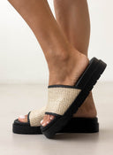 Flatforms σανδάλια με ψάθινη φάσα - Μπεζ - thefashionproject.gr - CARAD