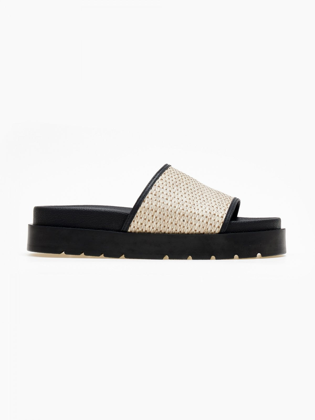 Flatforms σανδάλια με ψάθινη φάσα - Μπεζ - thefashionproject.gr - CARAD