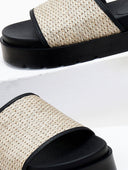 Flatforms σανδάλια με ψάθινη φάσα - Μπεζ - thefashionproject.gr - CARAD