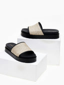 Flatforms σανδάλια με ψάθινη φάσα - Μπεζ - thefashionproject.gr - CARAD