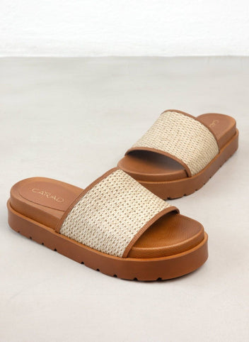 Flatforms σανδάλια με ψάθινη φάσα - Ταμπά - thefashionproject.gr - CARAD