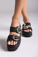 Flatforms σανδάλια με στρας Mariella Fabiani 2503/02 - Μαύρο - thefashionproject.gr - Mariella Fabiani
