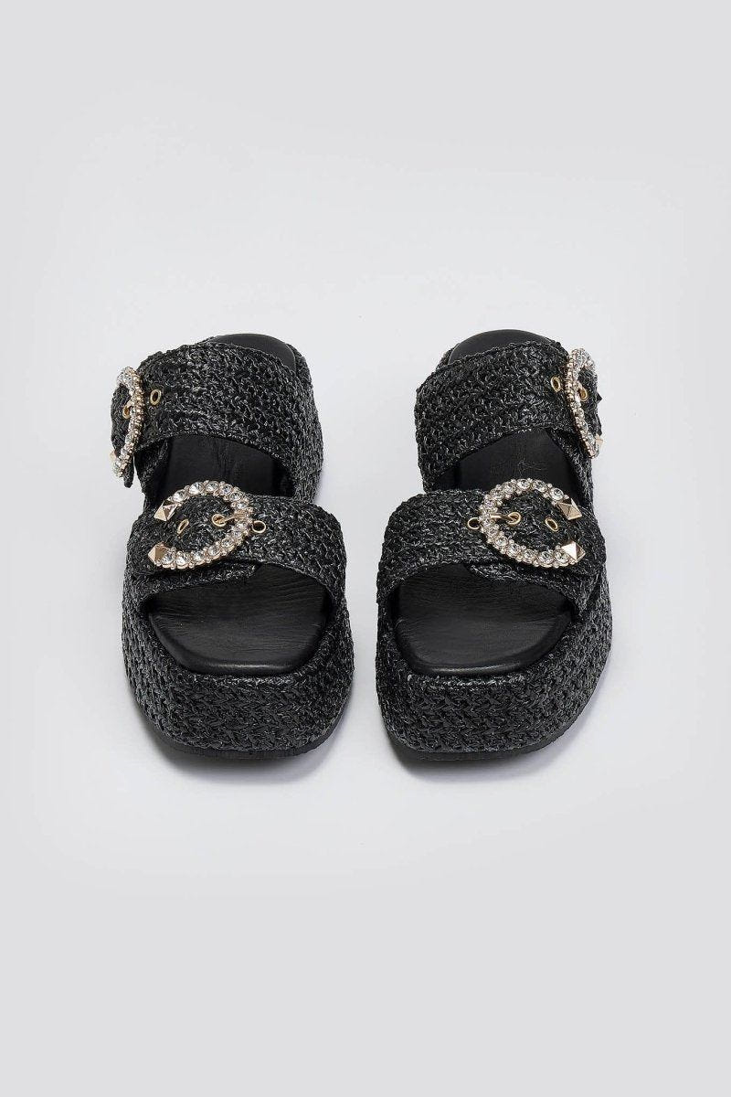 Flatforms σανδάλια με στρας Mariella Fabiani 2503/02 - Μαύρο - thefashionproject.gr - Mariella Fabiani