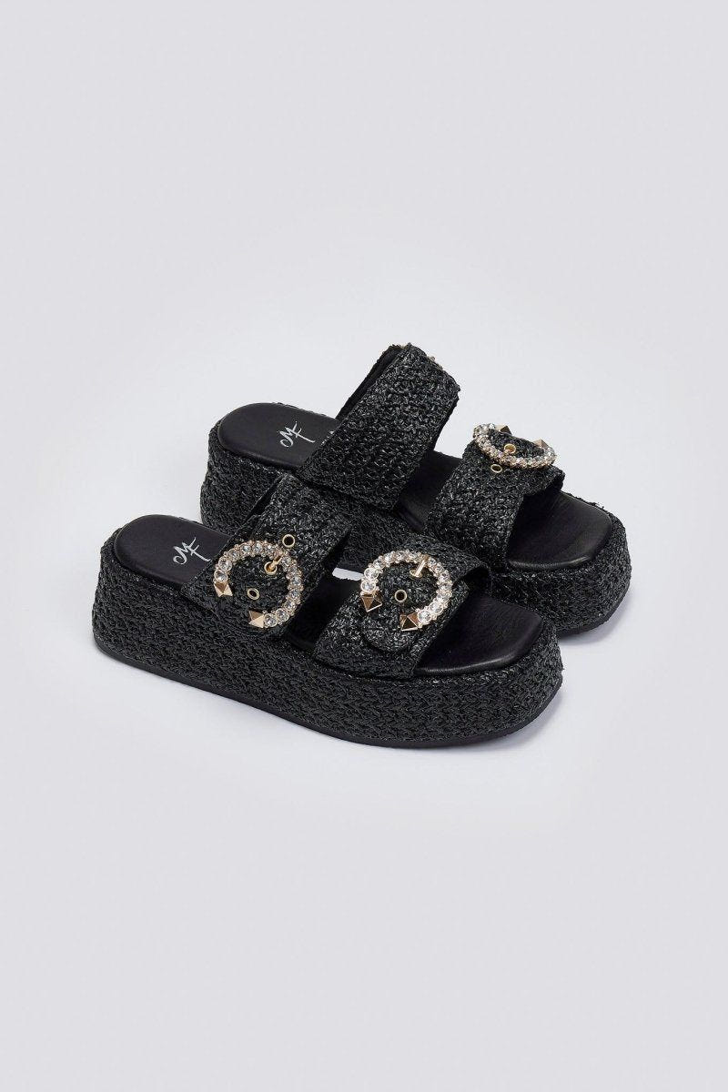 Flatforms σανδάλια με στρας Mariella Fabiani 2503/02 - Μαύρο - thefashionproject.gr - Mariella Fabiani
