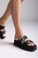 Flatforms σανδάλια με στρας Mariella Fabiani 2503/02 - Μαύρο - thefashionproject.gr - Mariella Fabiani