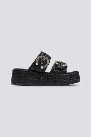 Flatforms σανδάλια με στρας Mariella Fabiani 2503/02 - Μαύρο - thefashionproject.gr - Mariella Fabiani