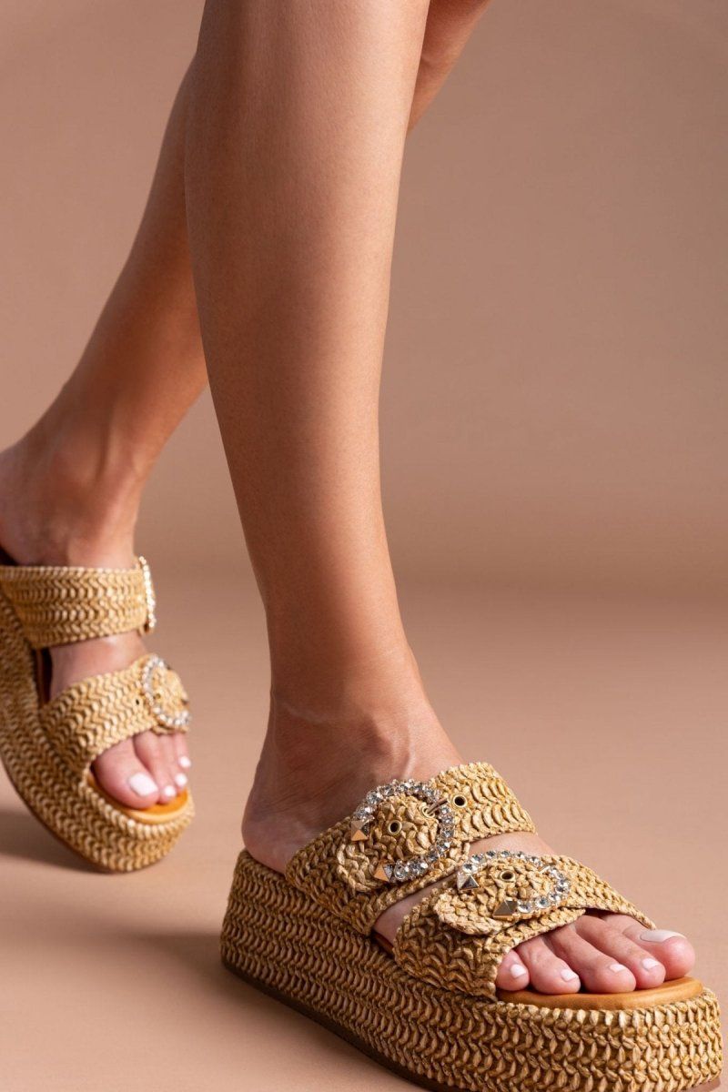 Flatforms σανδάλια με στρας Mariella Fabiani 2503/02 - Ταμπά - thefashionproject.gr - Mariella Fabiani