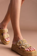 Flatforms σανδάλια με στρας Mariella Fabiani 2503/02 - Ταμπά - thefashionproject.gr - Mariella Fabiani