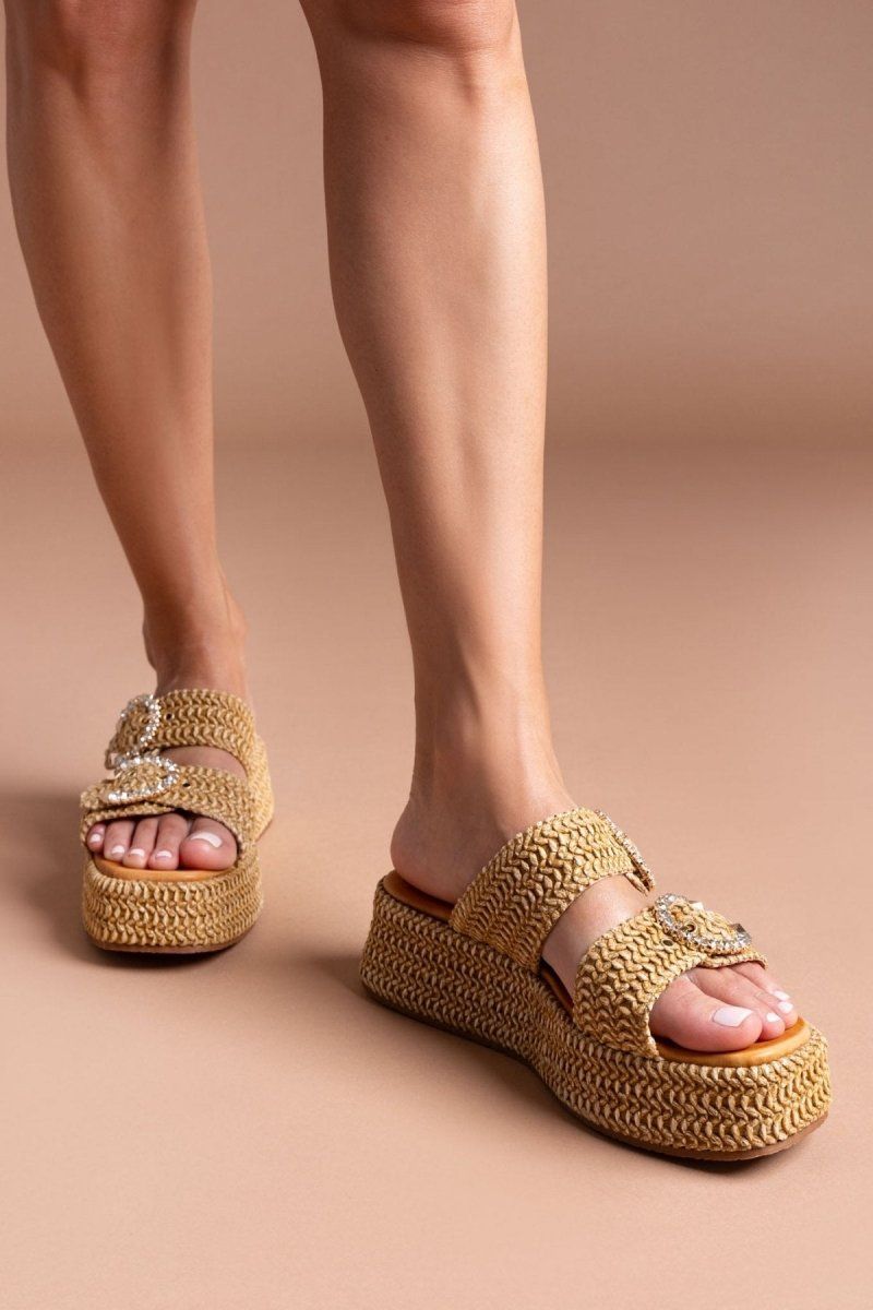 Flatforms σανδάλια με στρας Mariella Fabiani 2503/02 - Ταμπά - thefashionproject.gr - Mariella Fabiani